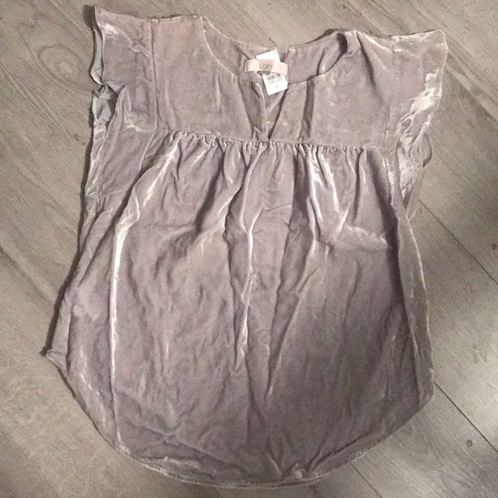 Loft Velvet Split Neck Blouse